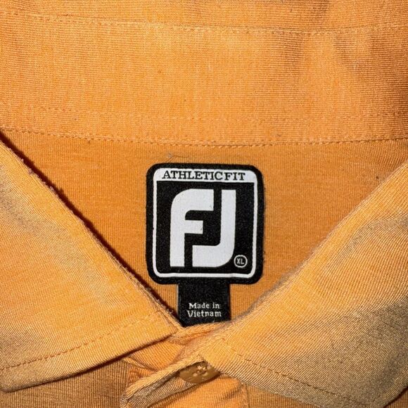 Footjoy Men's Athletic Fit Solid Pocket Golf Polo Shirt Size XL Peach EUC - Picture 3 of 11